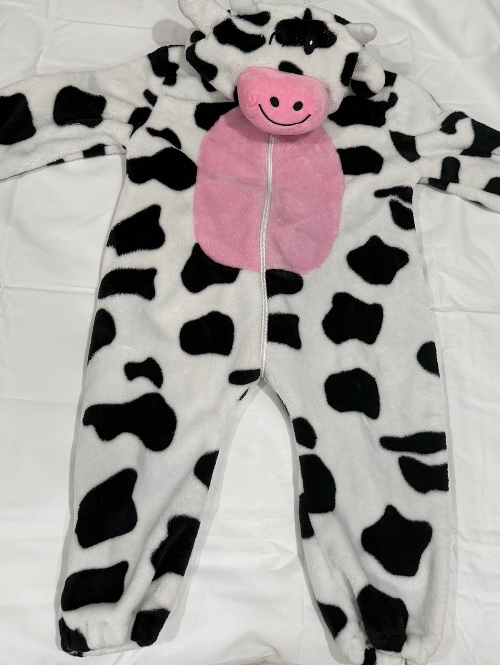 Kids Cow Print One-Piece Coverall with Pink Belly